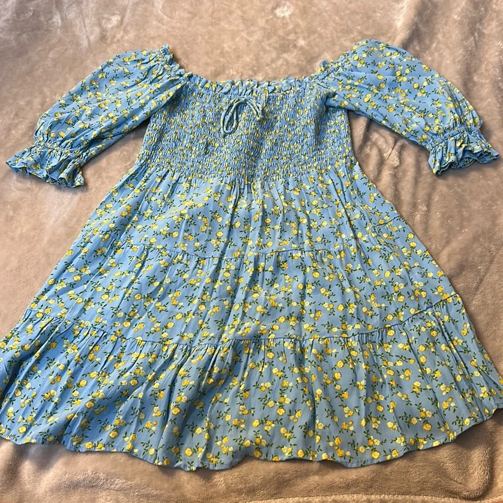 Faithfull the brand charlotte floral smocked mini dress - Picture 1 of 7
